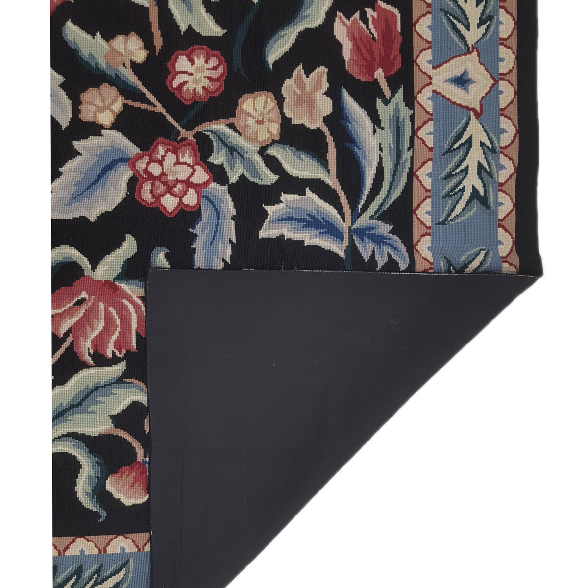 Pacific Needle Point 66793 Black Blue Transitional Needle Point Rug