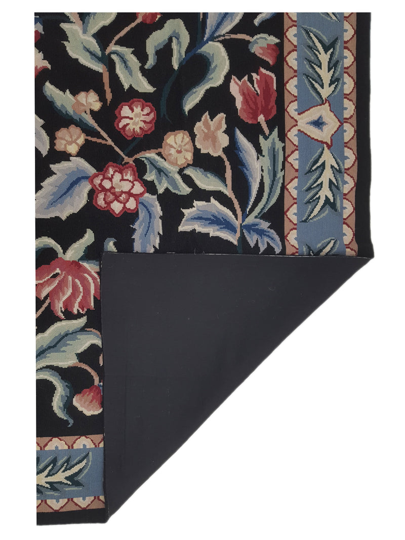 Pacific Needle Point 66793 Black Blue Transitional Needle Point Rug