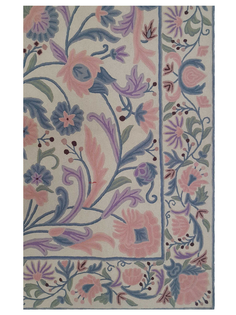 Aira Chainstich 66795 Pink Ivory Kilim Flatweave Rug