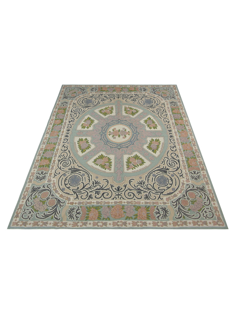Aira Chainstich 66797 Teal Beige Kilim Flatweave Rug