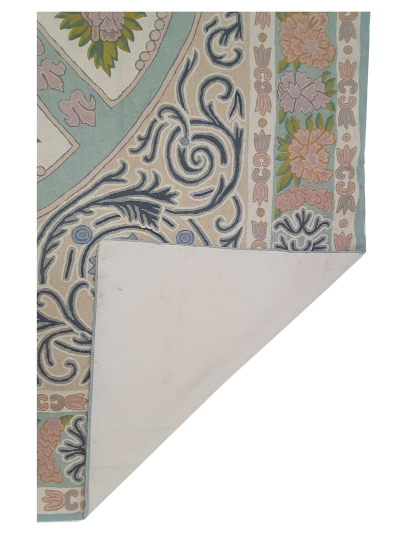 Aira Chainstich 66797 Teal Beige Kilim Flatweave Rug