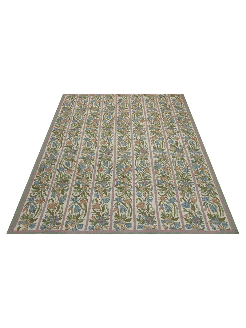 Aira Chainstich 66798 Teal Green Kilim Flatweave Rug