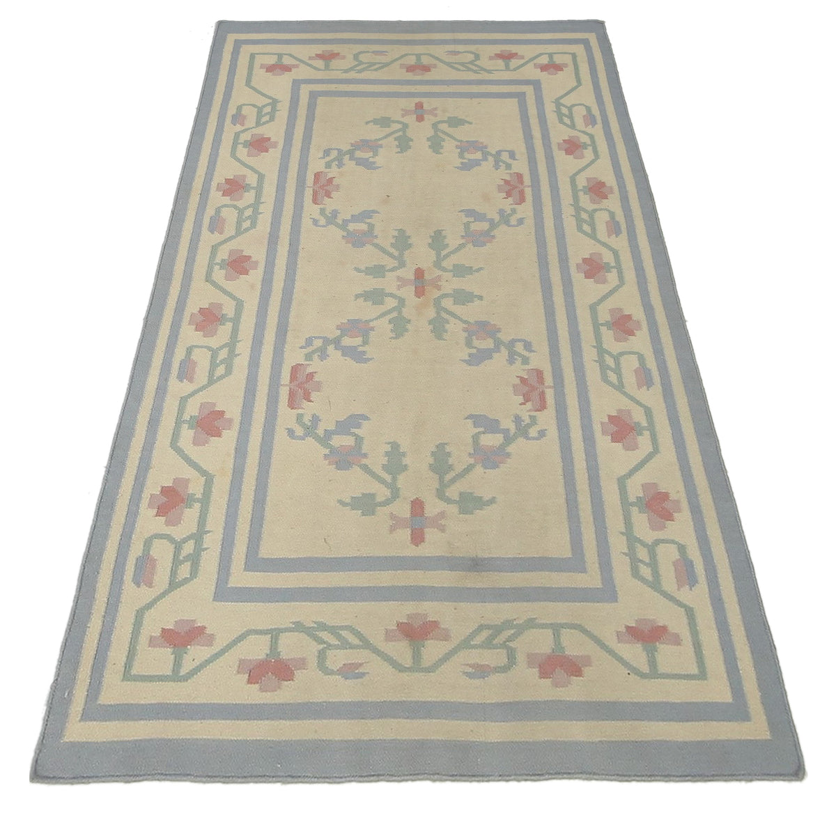 Pacific Dhurrie 66802 Grey Beige Kilim Hand Knotted Rug