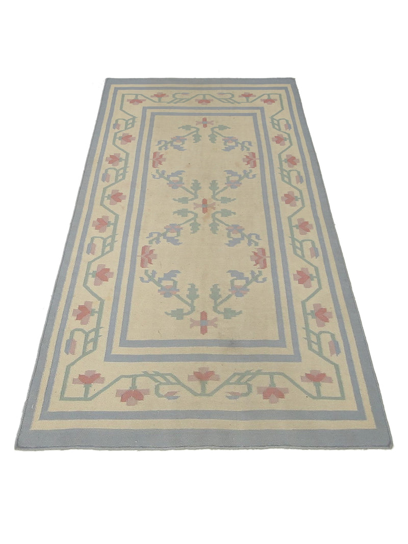 Pacific Dhurrie 66802 Grey Beige Kilim Hand Knotted Rug