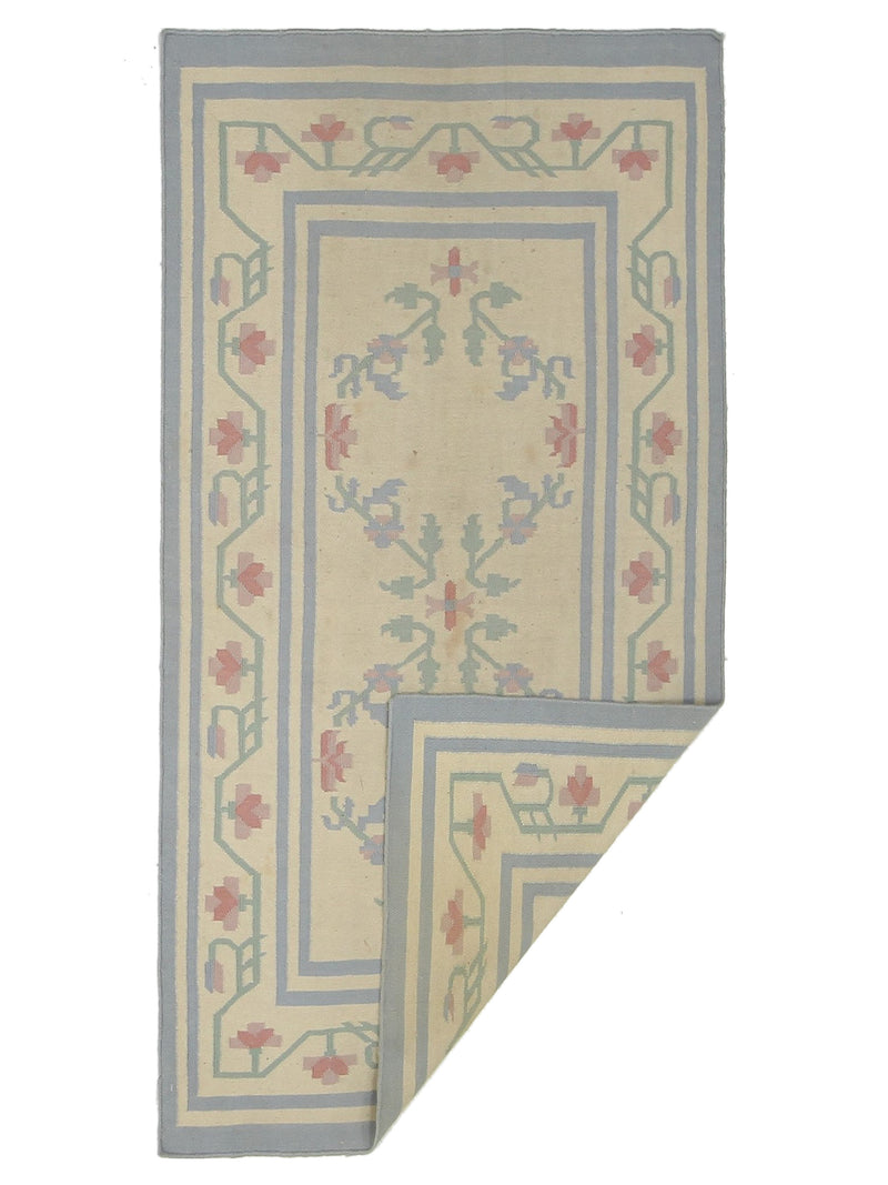 Pacific Dhurrie 66802 Grey Beige Kilim Hand Knotted Rug