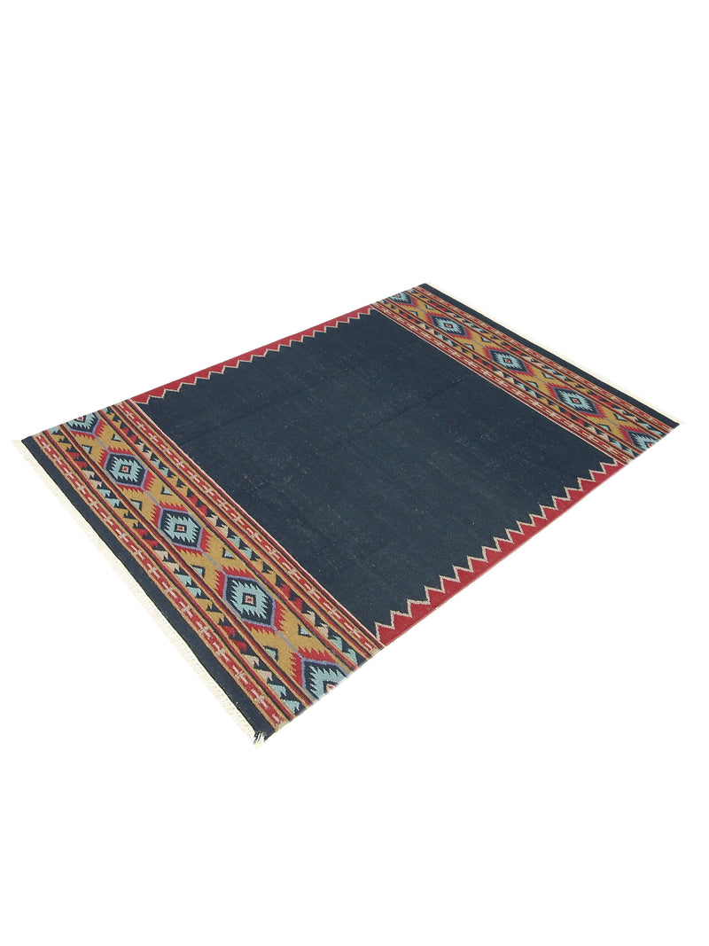 Pacific Dhurrie 66803 Black Multi Kilim Hand Knotted Rug