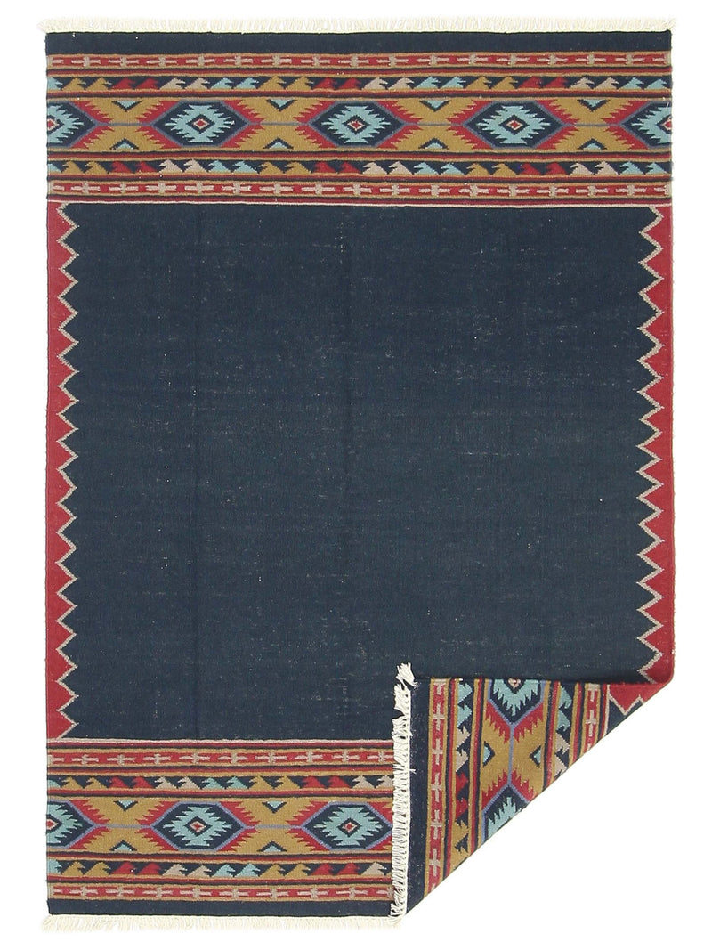 Pacific Dhurrie 66803 Black Multi Kilim Hand Knotted Rug