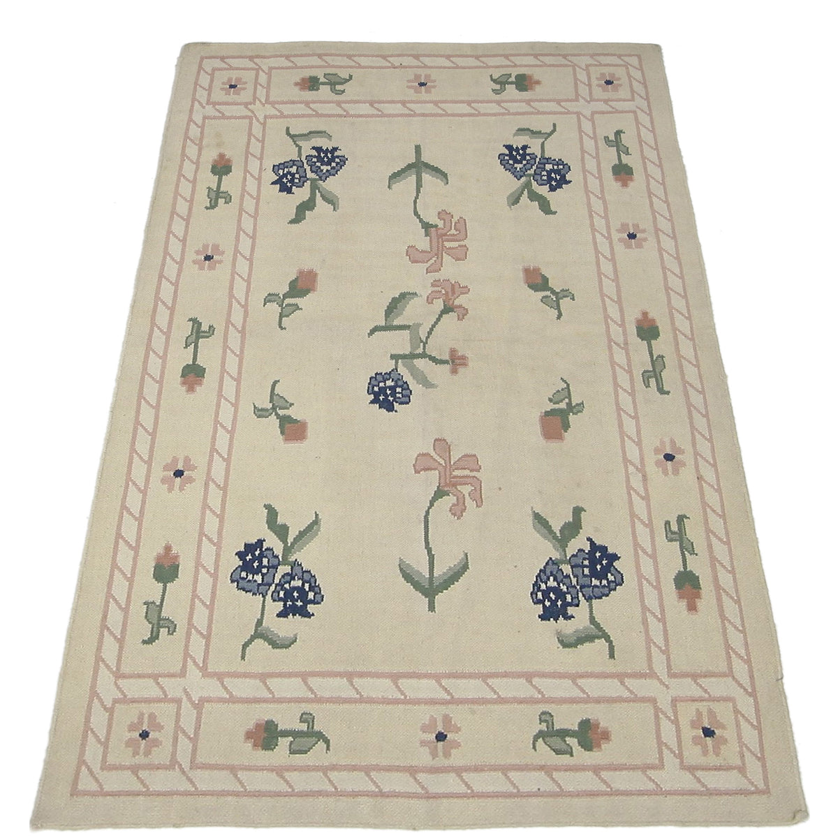 Pacific Dhurrie 66806 Ivory Ivory Kilim Hand Knotted Rug