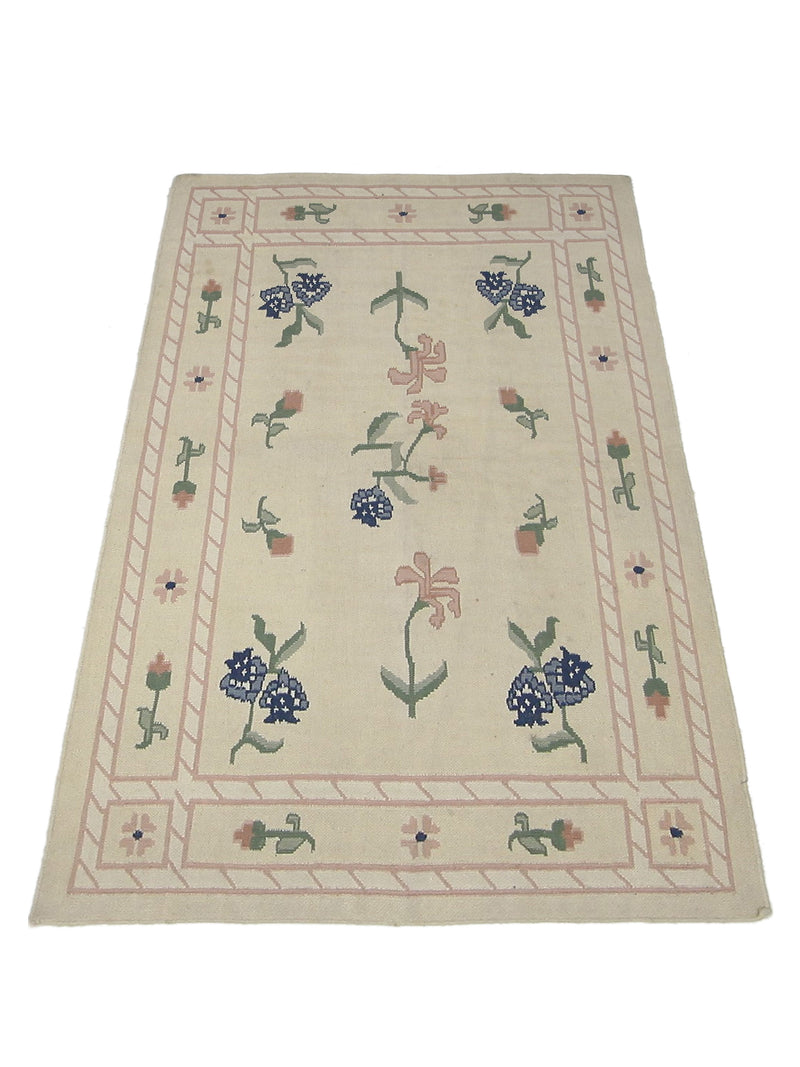 Pacific Dhurrie 66806 Ivory Ivory Kilim Hand Knotted Rug