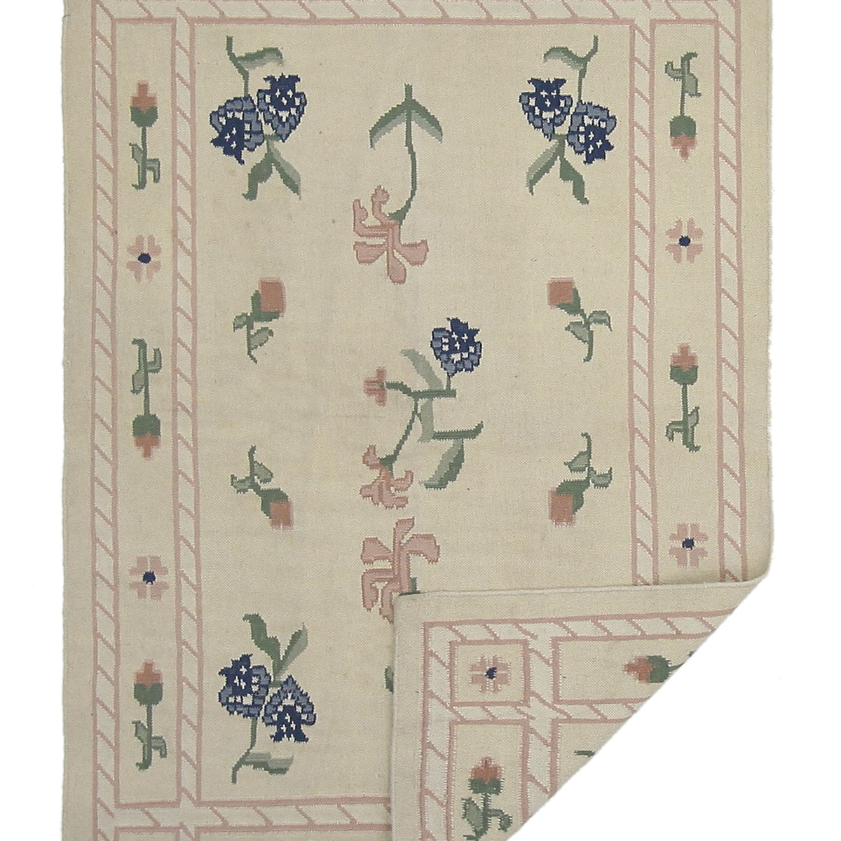 Pacific Dhurrie 66806 Ivory Ivory Kilim Hand Knotted Rug
