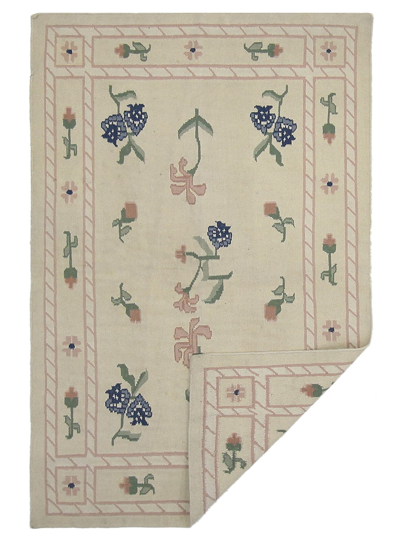 Pacific Dhurrie 66806 Ivory Ivory Kilim Hand Knotted Rug