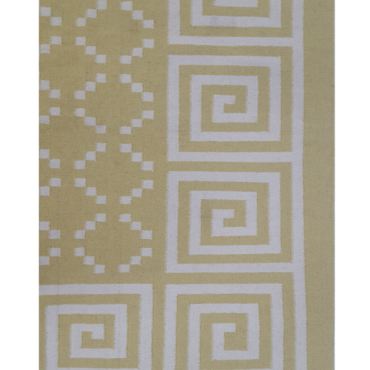 Pacific Dhurrie 66808 Lime Ivory Kilim Hand Knotted Rug