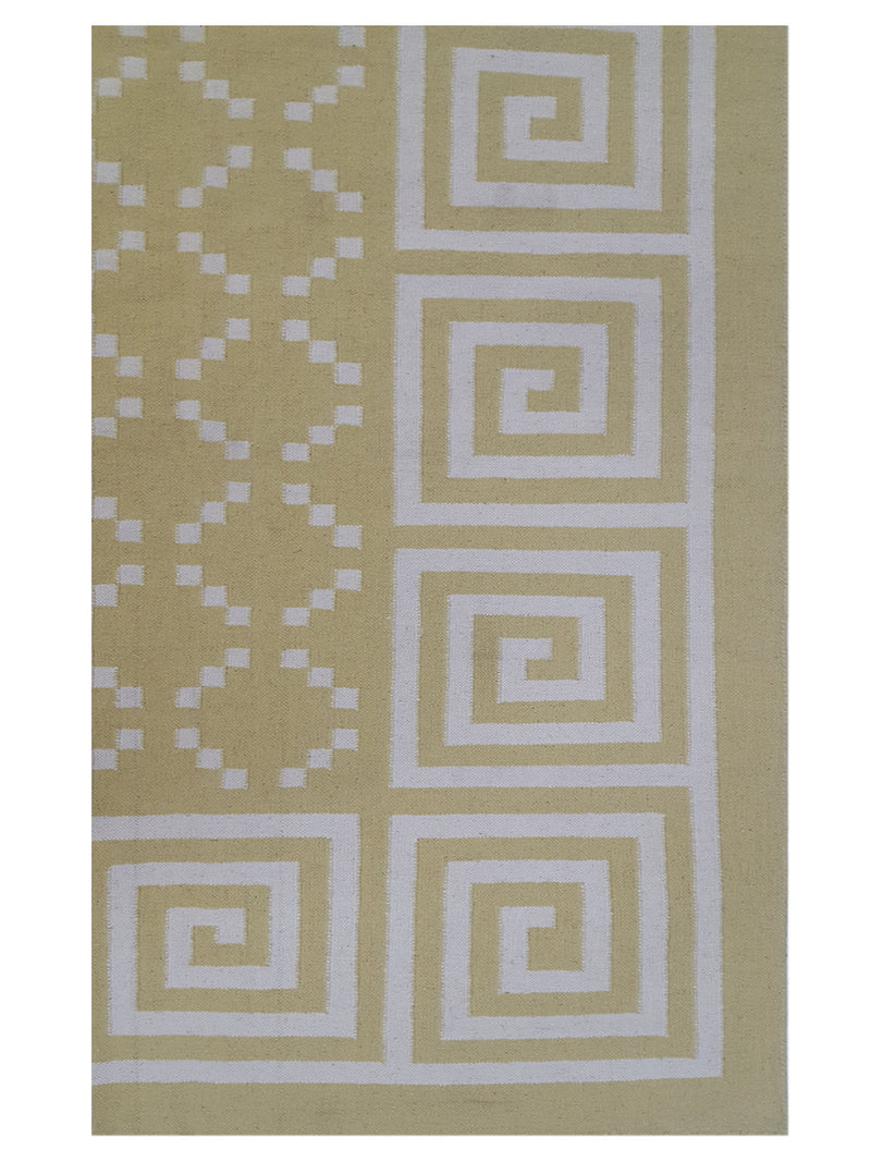 Pacific Dhurrie 66808 Lime Ivory Kilim Hand Knotted Rug