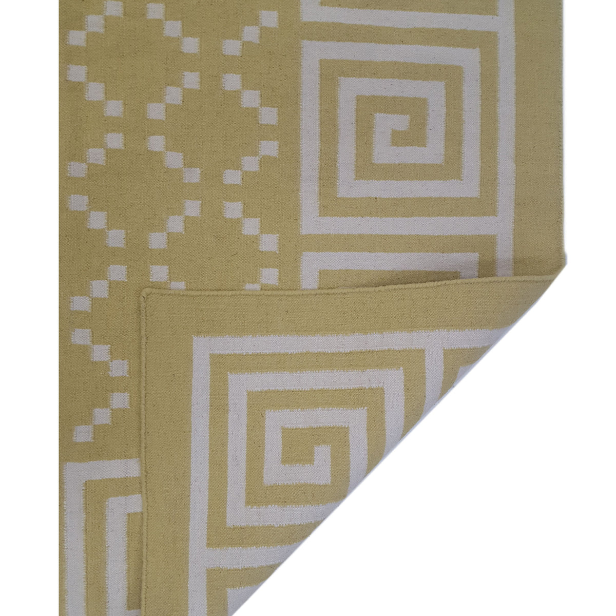 Pacific Dhurrie 66808 Lime Ivory Kilim Hand Knotted Rug