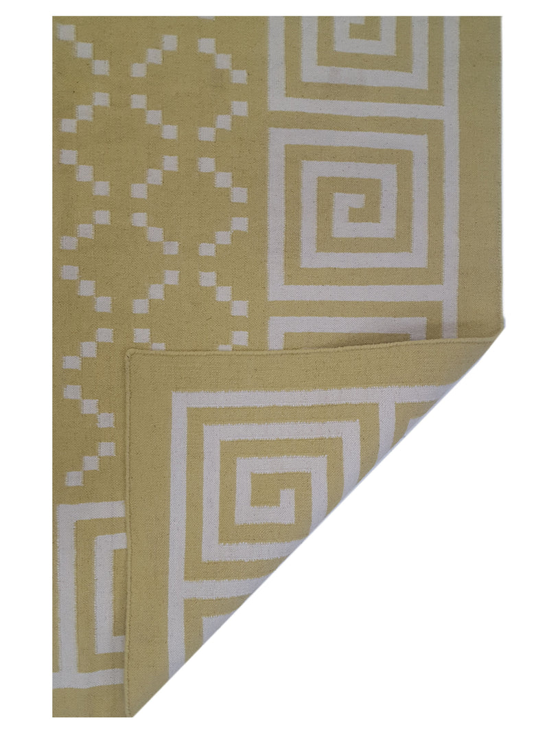 Pacific Dhurrie 66808 Lime Ivory Kilim Hand Knotted Rug