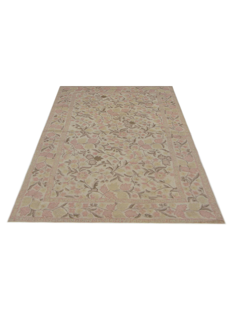 Aira Chainstich 66810 Ivory Pink Kilim Flatweave Rug