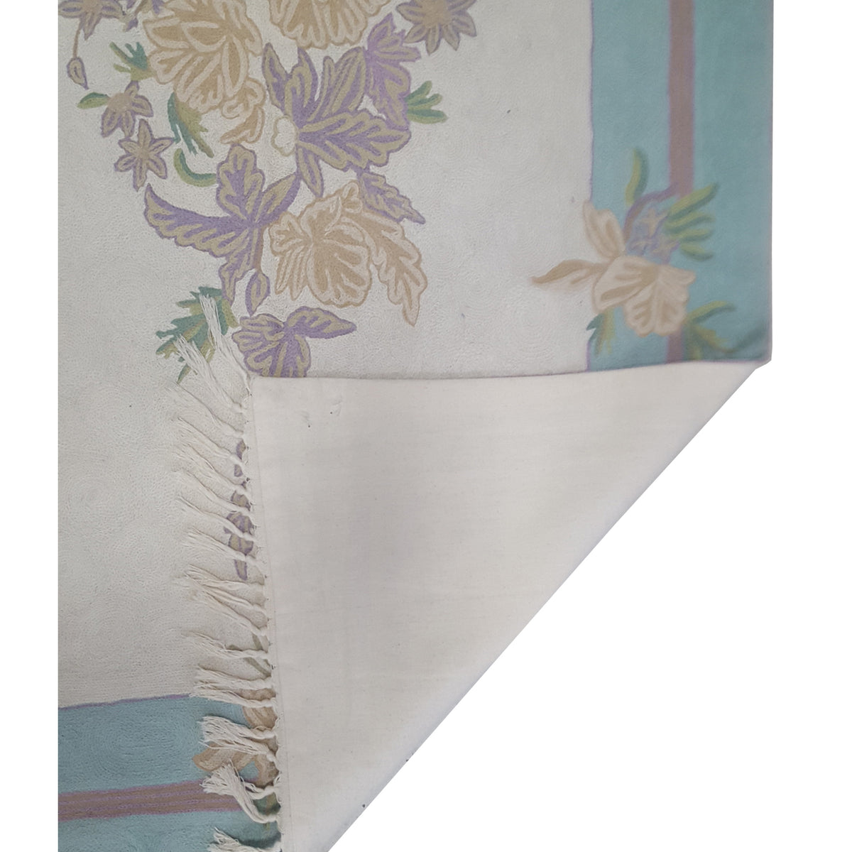 Aira Chainstich 66811 Ivory Aqua Kilim Flatweave Rug