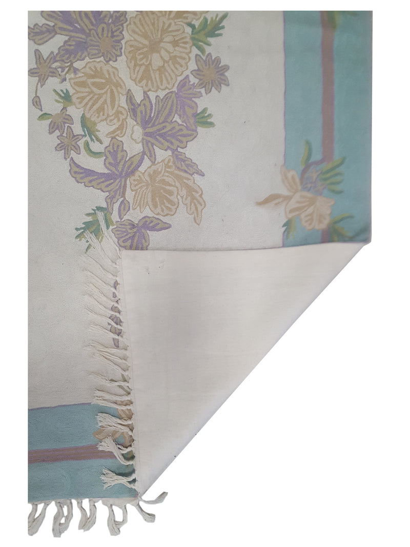 Aira Chainstich 66811 Ivory Aqua Kilim Flatweave Rug