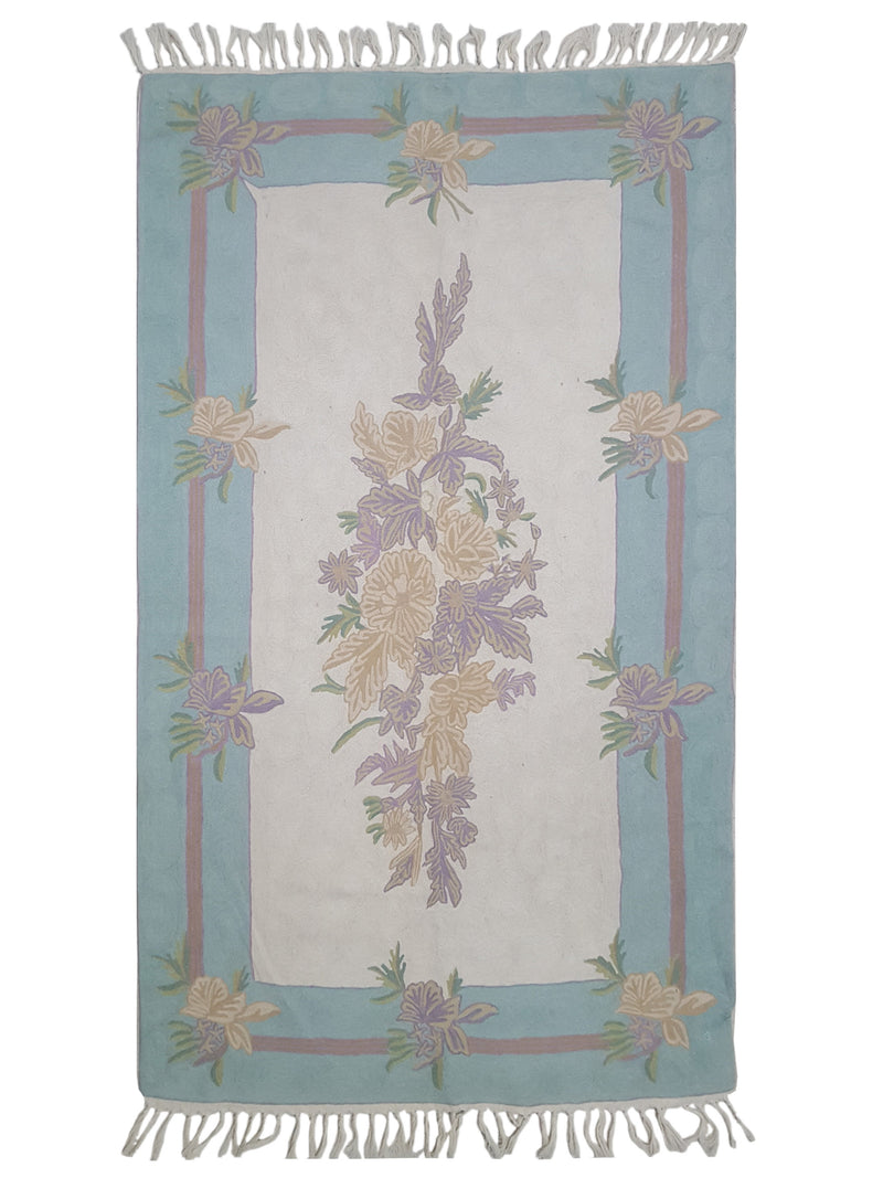 Aira Chainstich  Ivory Aqua Kilim