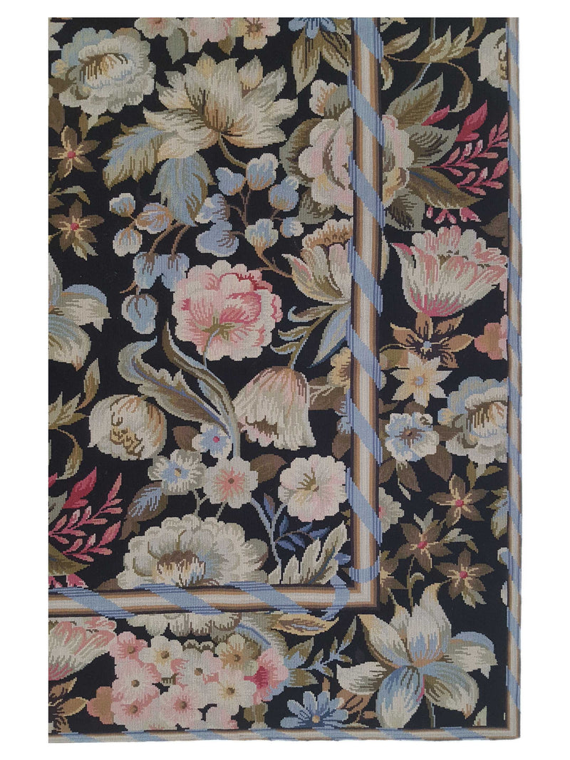 Pacific Needle Point 66813 Black Black Transitional Needle Point Rug