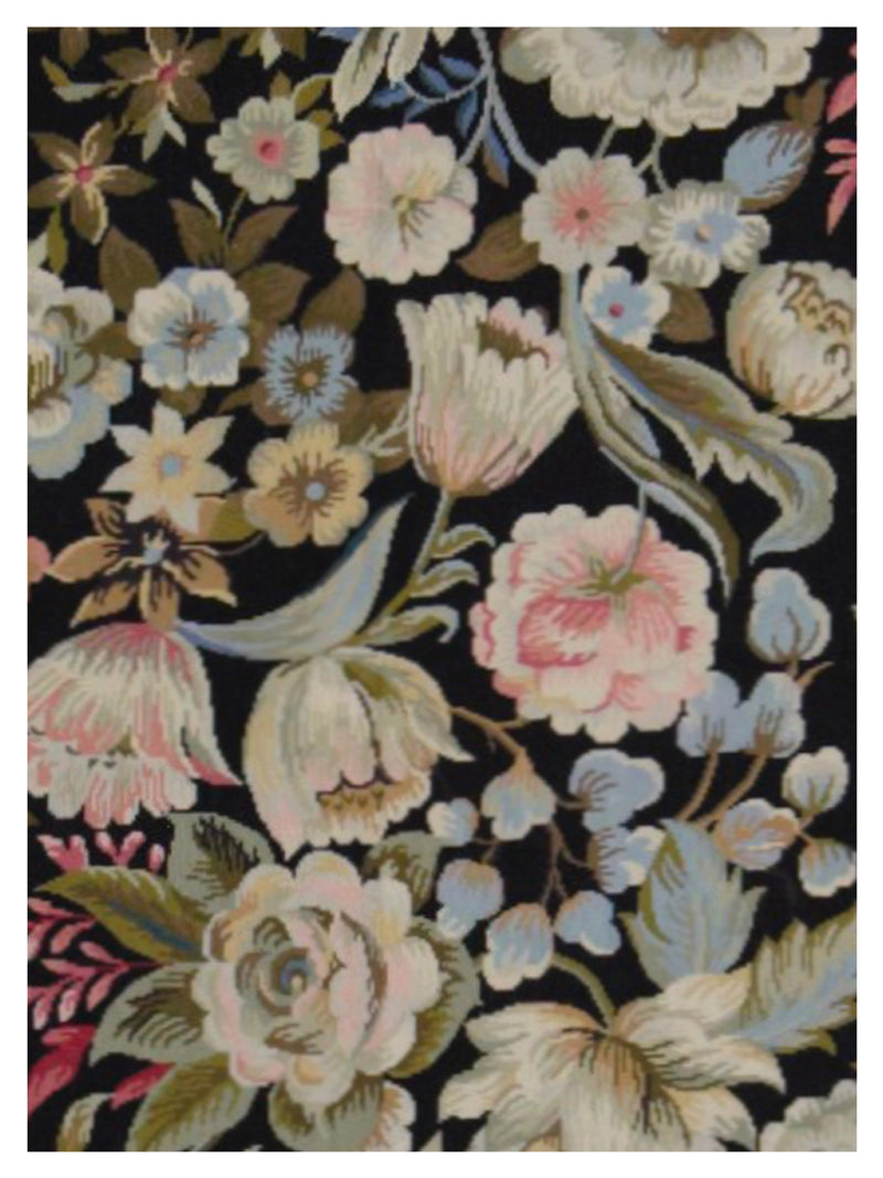 Pacific Needle Point 66813 Black Black Transitional Needle Point Rug