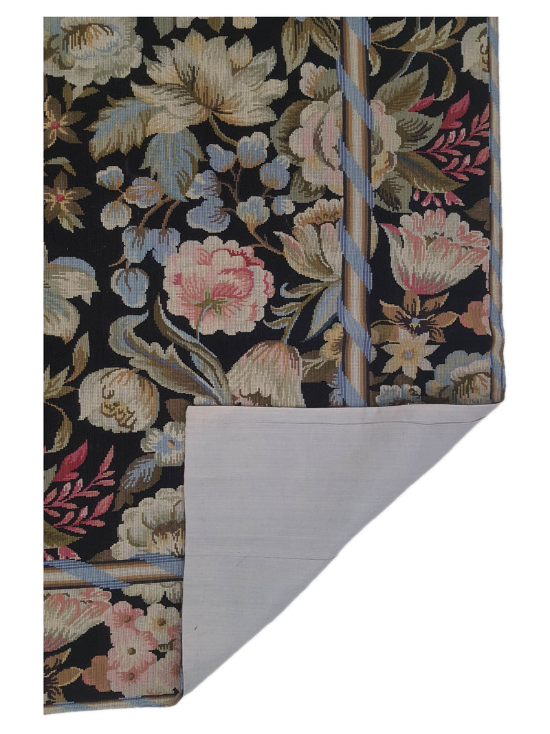 Pacific Needle Point 66813 Black Black Transitional Needle Point Rug