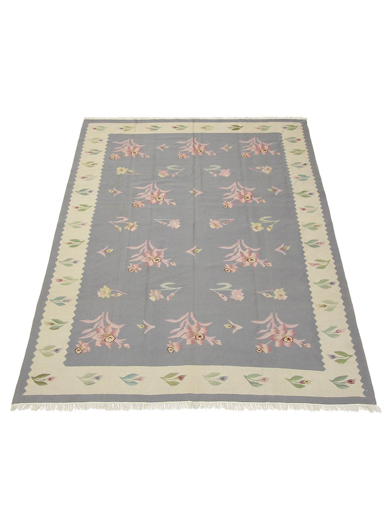 Aura Kilim 66815 Lt.Grey Ivory Kilim Hand Woven Rug