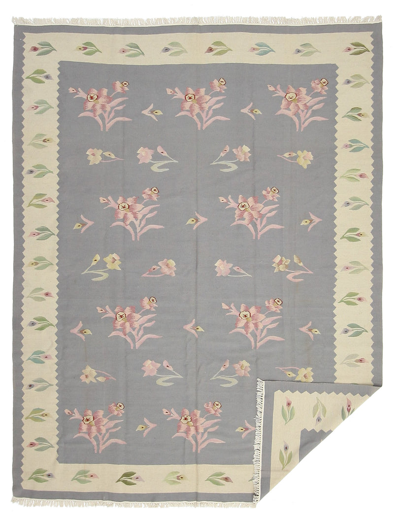 Aura Kilim 66815 Lt.Grey Ivory Kilim Hand Woven Rug