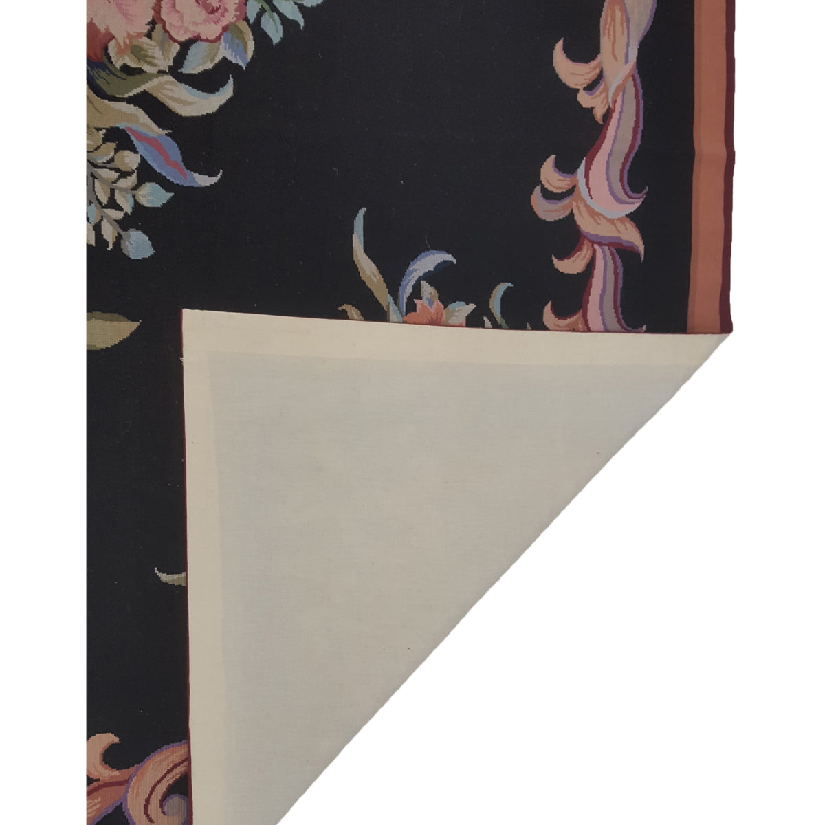 Pacific Needle Point 66817 Black Burgundy Tapestry Needle Point Rug