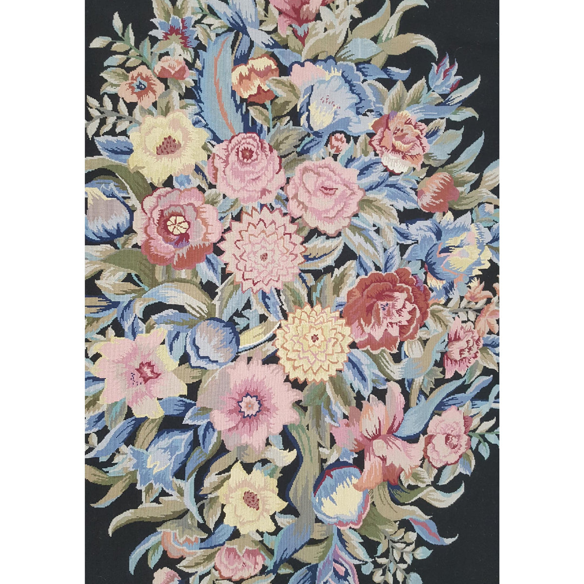 Pacific Needle Point 66817 Black Burgundy Tapestry Needle Point Rug