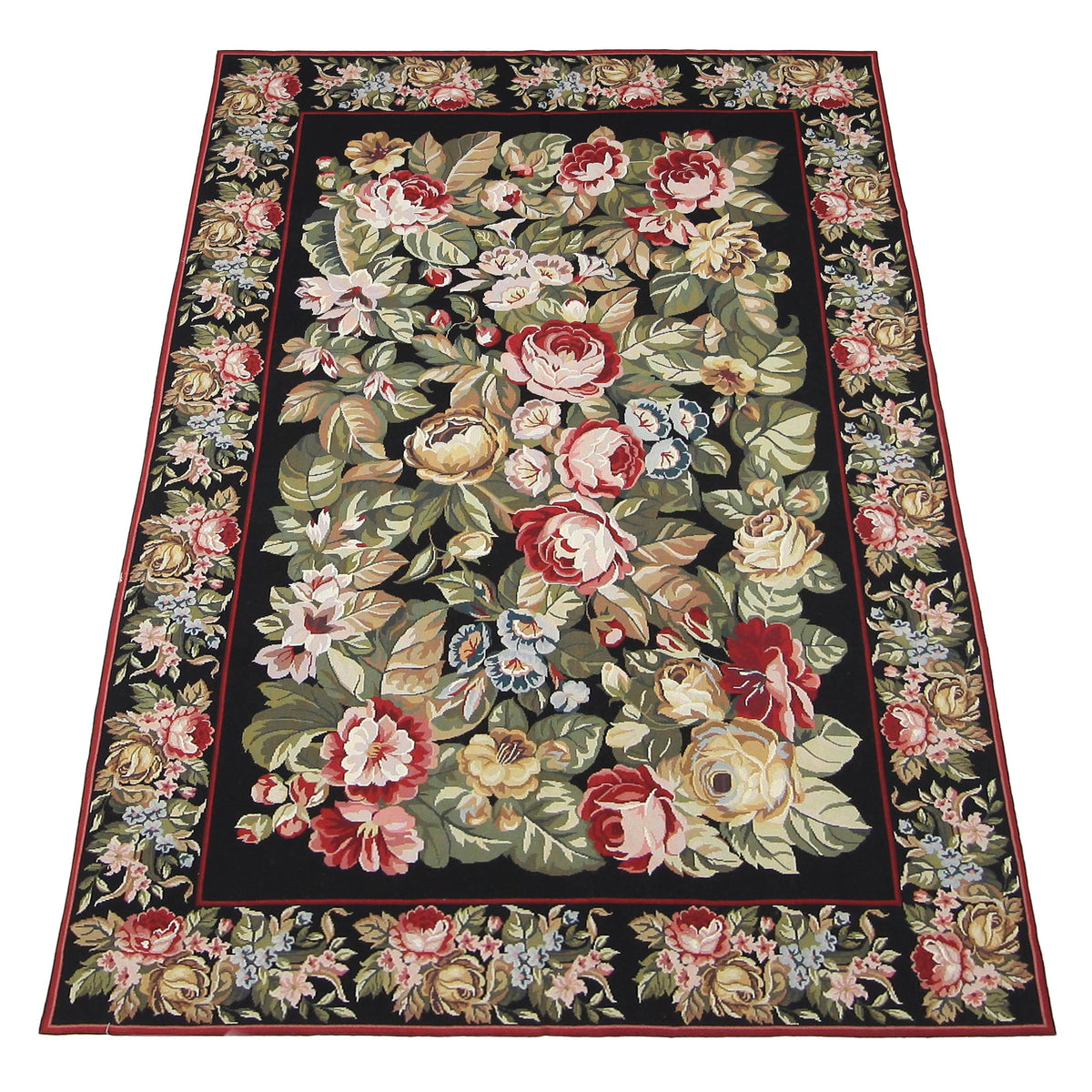 Pacific Needle Point 66818 Black Black Tapestry Needle Point Rug