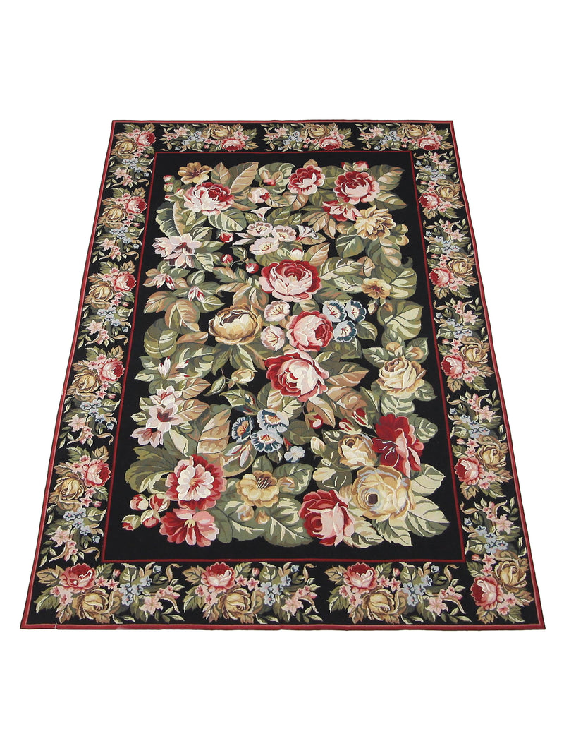 Pacific Needle Point 66818 Black Black Tapestry Needle Point Rug