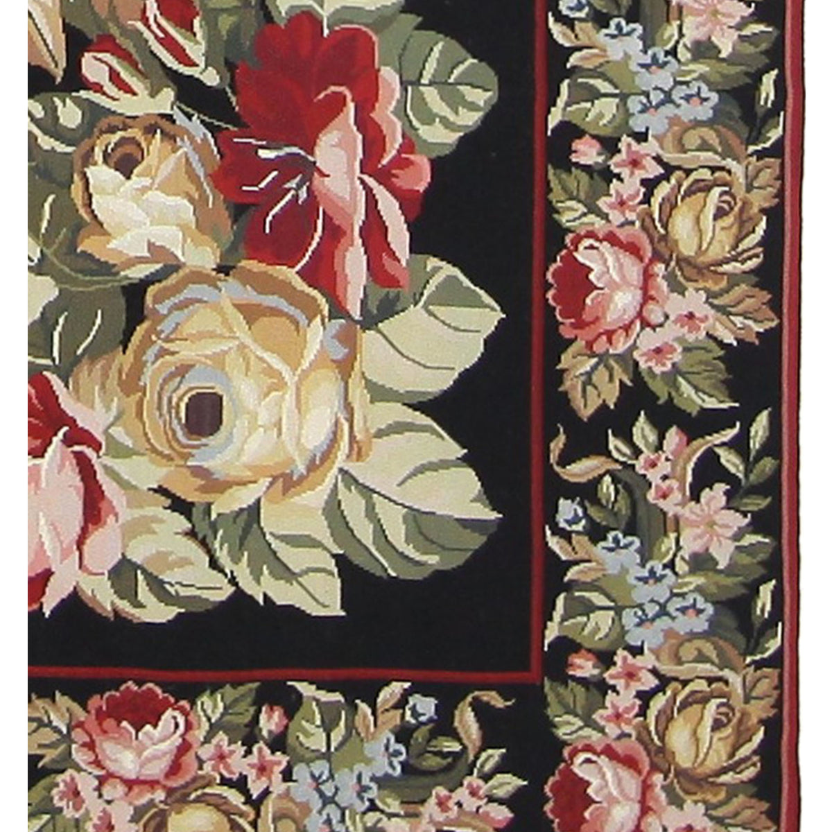 Pacific Needle Point 66818 Black Black Tapestry Needle Point Rug