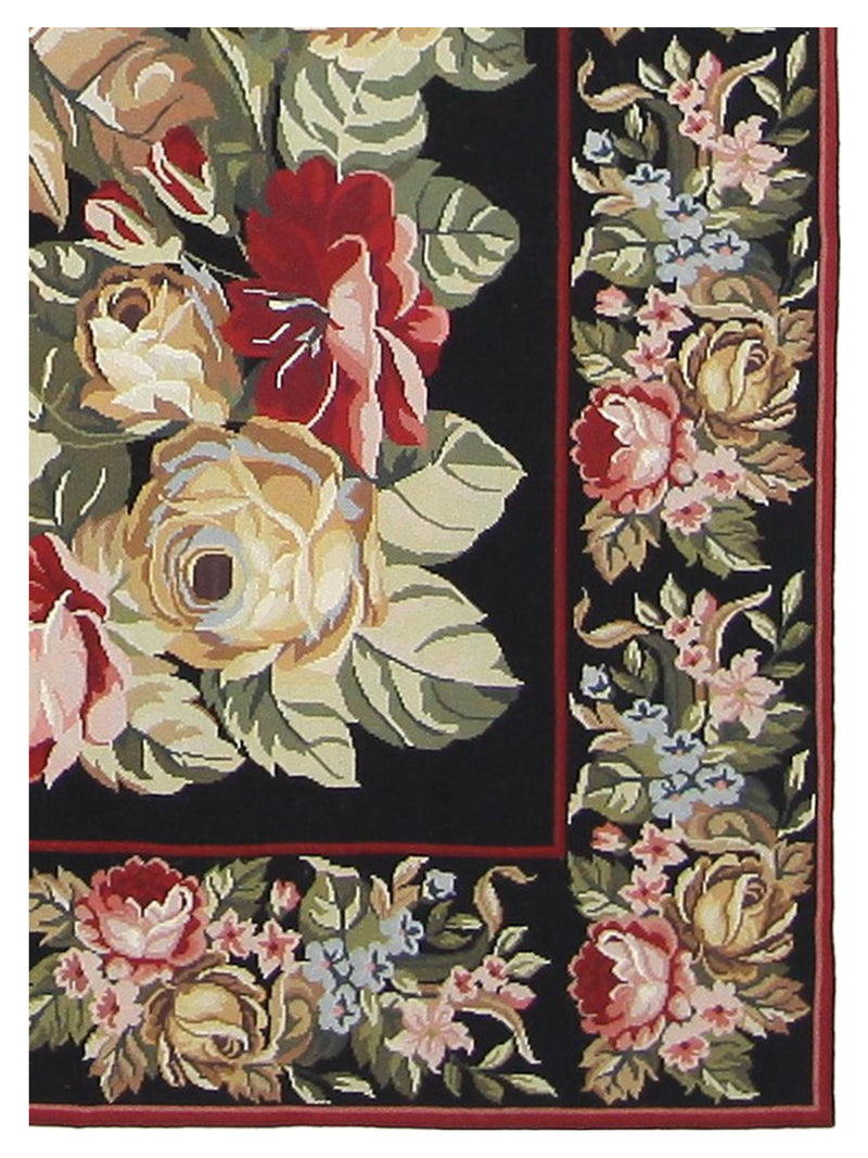 Pacific Needle Point 66818 Black Black Tapestry Needle Point Rug