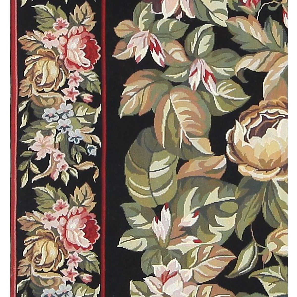 Pacific Needle Point 66818 Black Black Tapestry Needle Point Rug