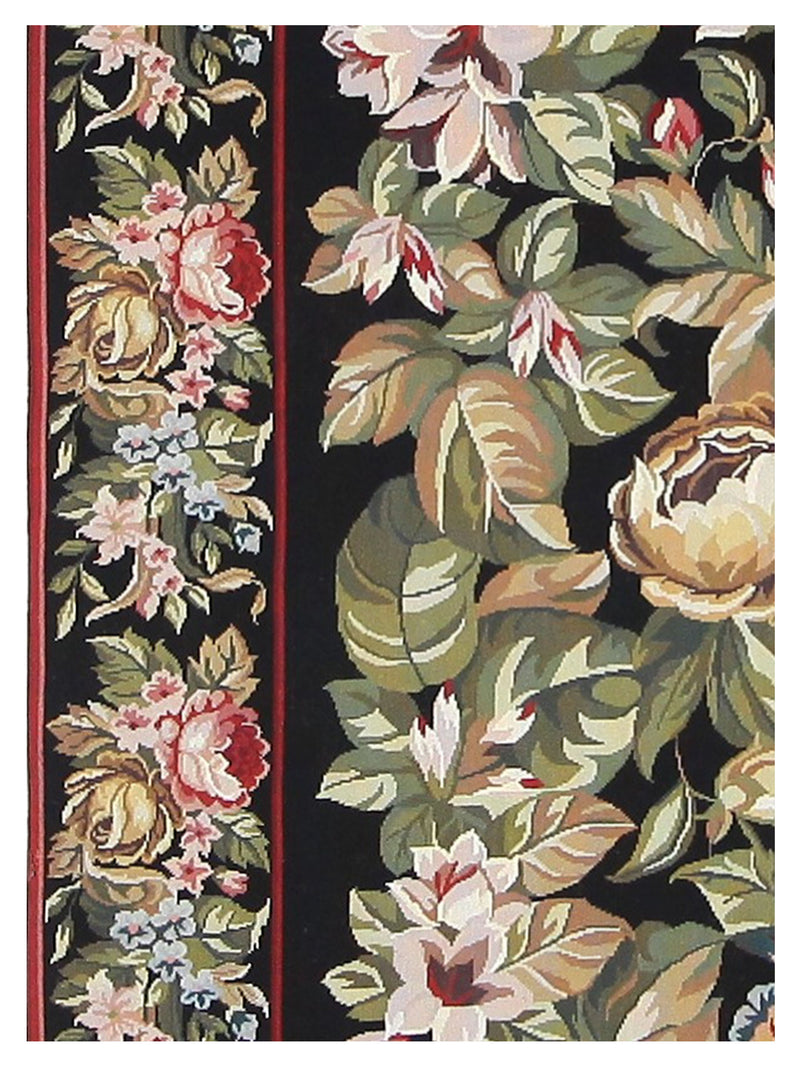 Pacific Needle Point 66818 Black Black Tapestry Needle Point Rug