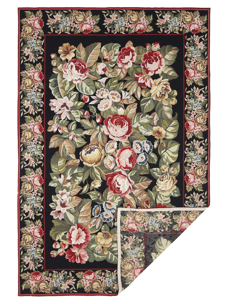 Pacific Needle Point 66818 Black Black Tapestry Needle Point Rug