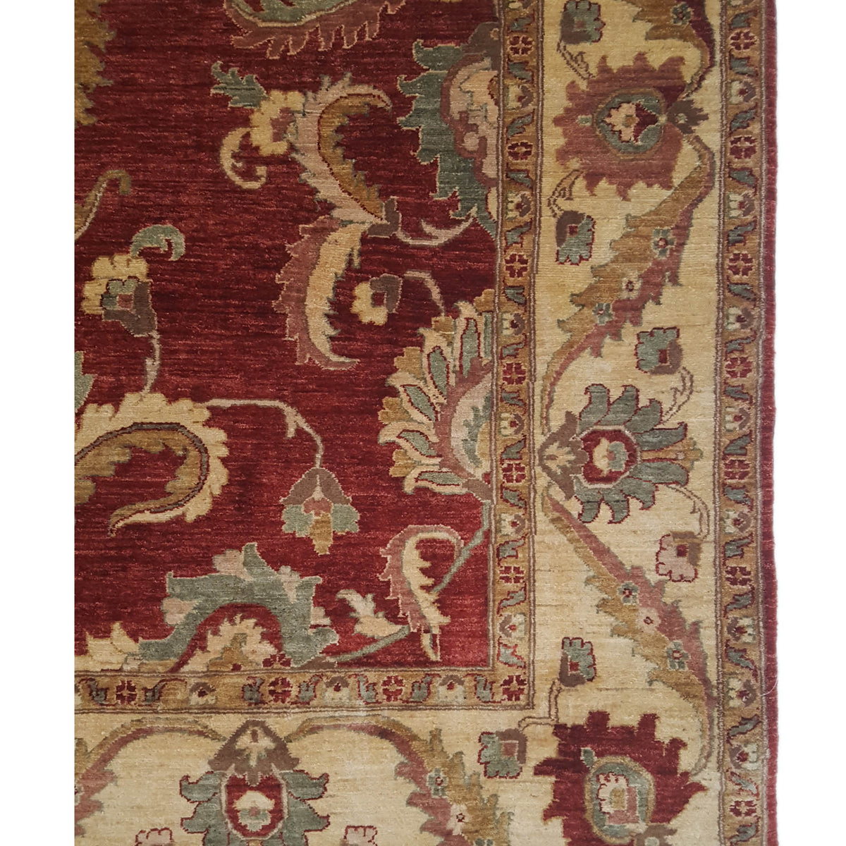 Pacific Peshawar 66895 Burgundy Ivory Traditional Hand Knotted Rug