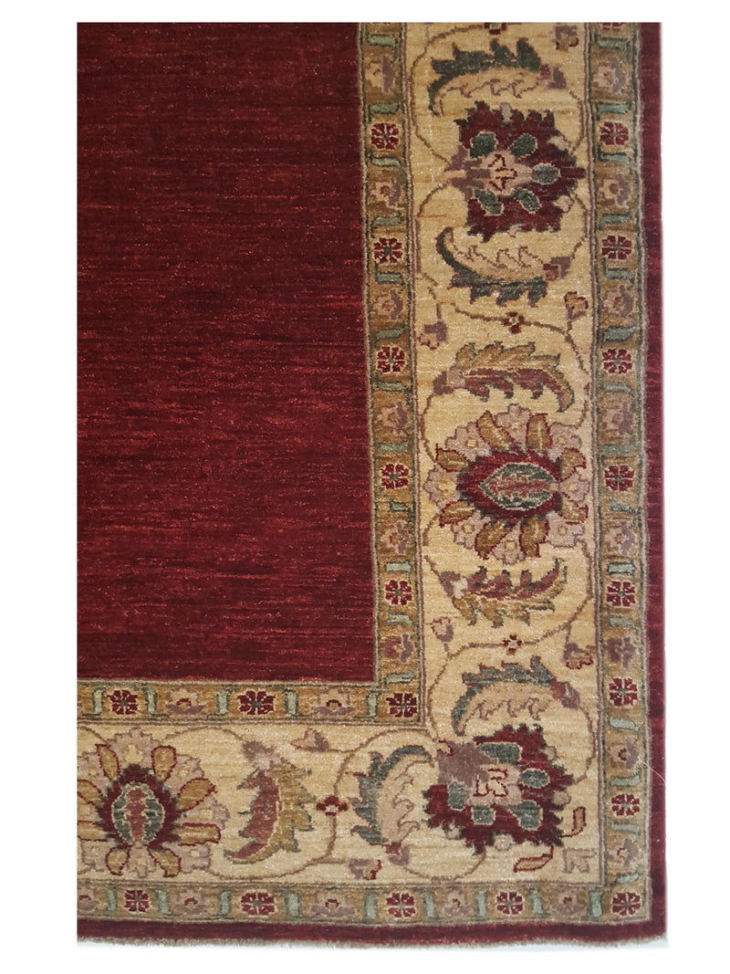 Pacific Peshawar 66896 Burgundy Ivory Traditional Hand Knotted Rug