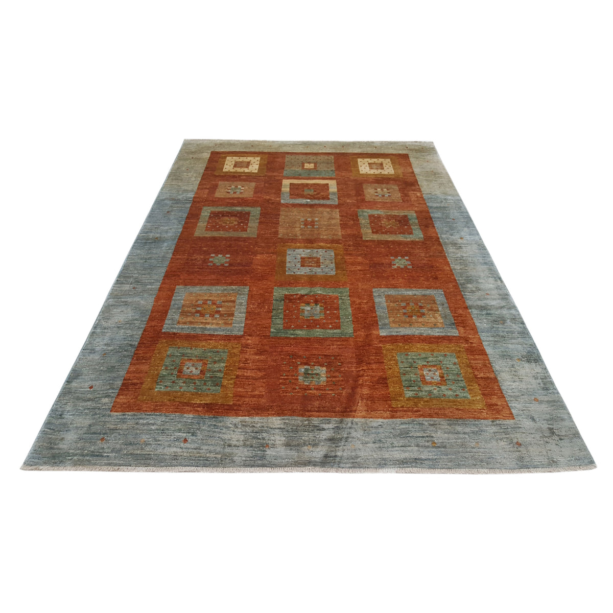 Pacific Gabbeh-Pk 66901 Honeydew Rust Transitional Hand Knotted Rug