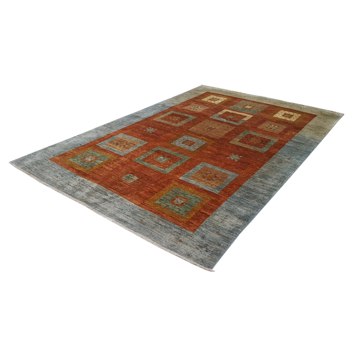 Pacific Gabbeh-Pk 66901 Honeydew Rust Transitional Hand Knotted Rug