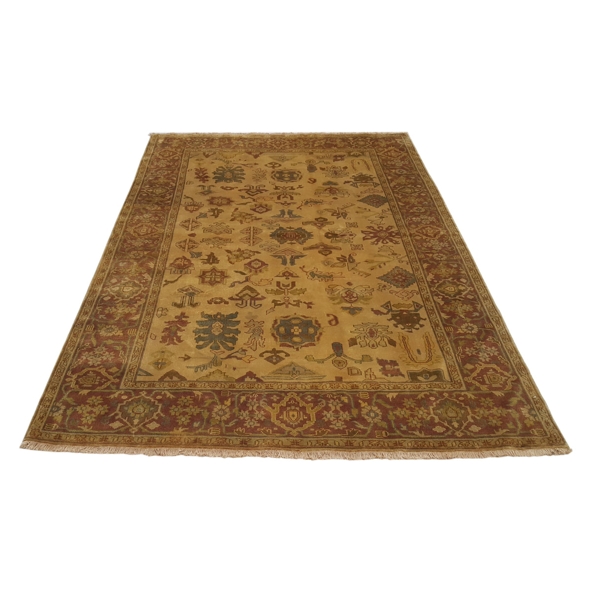 Pacific Ziegler 66911 Gold Burgundy Transitional Hand Knotted Rug