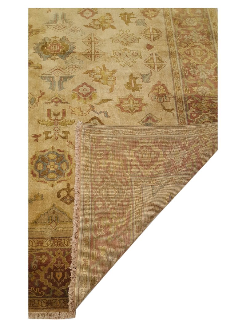 Pacific Ziegler 66911 Gold Burgundy Transitional Hand Knotted Rug