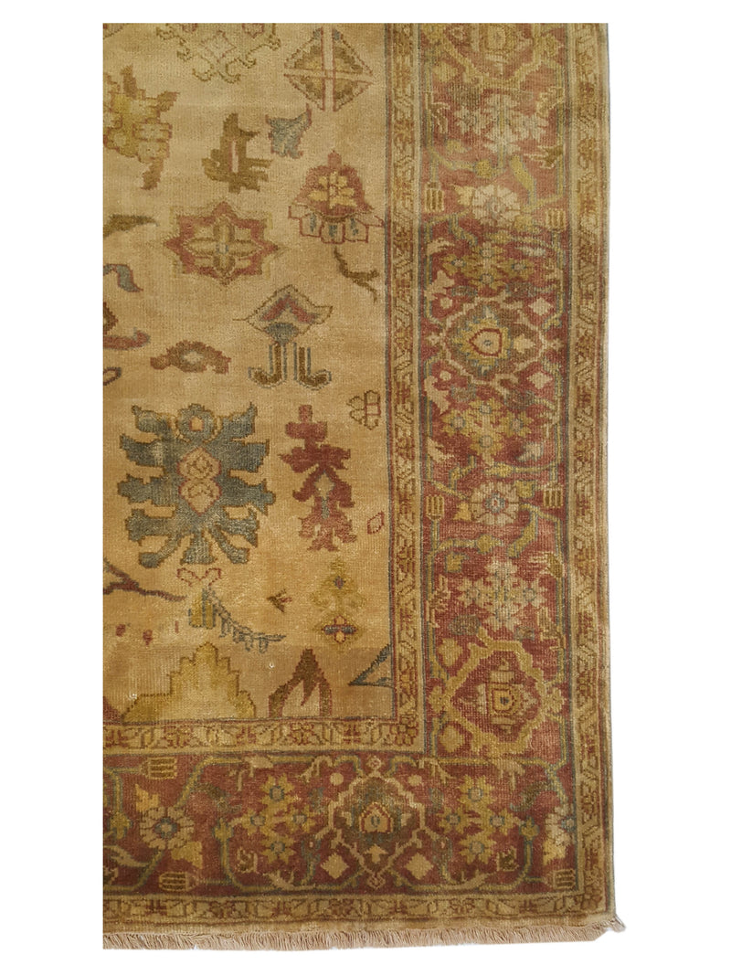 Pacific Ziegler 66911 Gold Burgundy Transitional Hand Knotted Rug