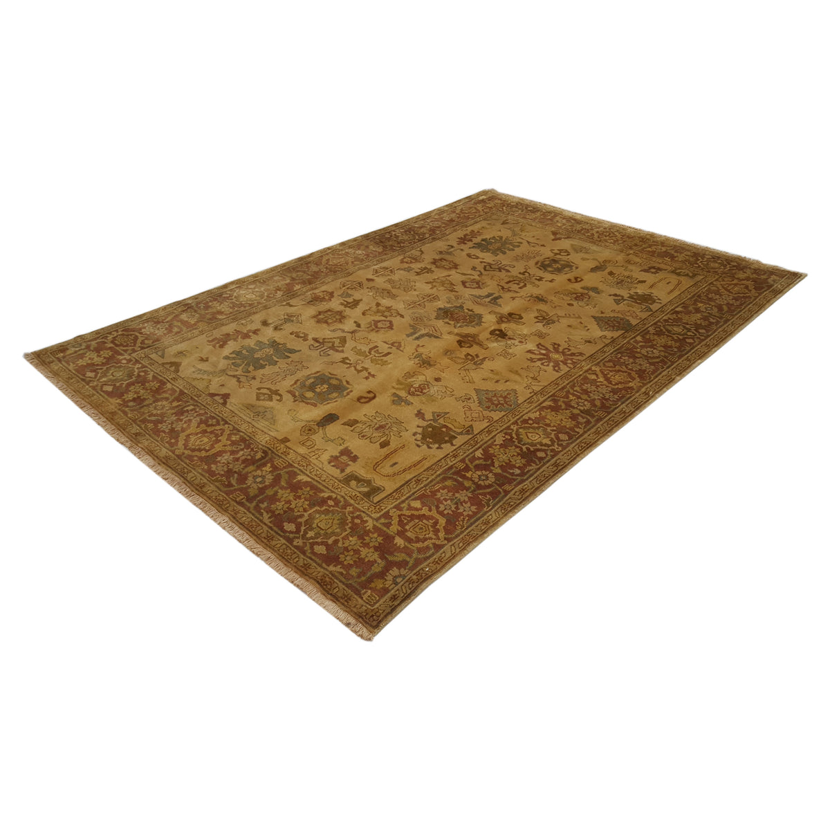 Pacific Ziegler 66911 Gold Burgundy Transitional Hand Knotted Rug