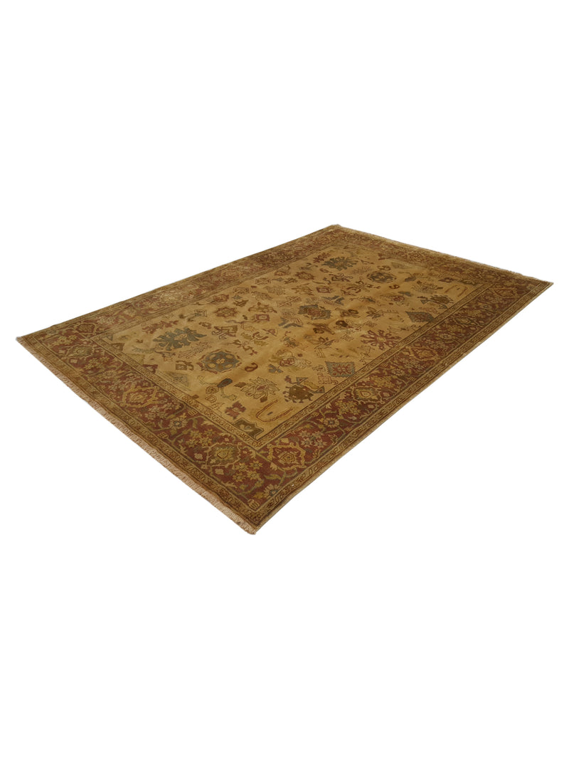 Pacific Ziegler 66911 Gold Burgundy Transitional Hand Knotted Rug