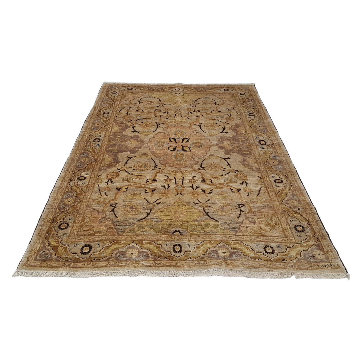 Pacific Ziegler 66913 Gold Beige Traditional Hand Knotted Rug