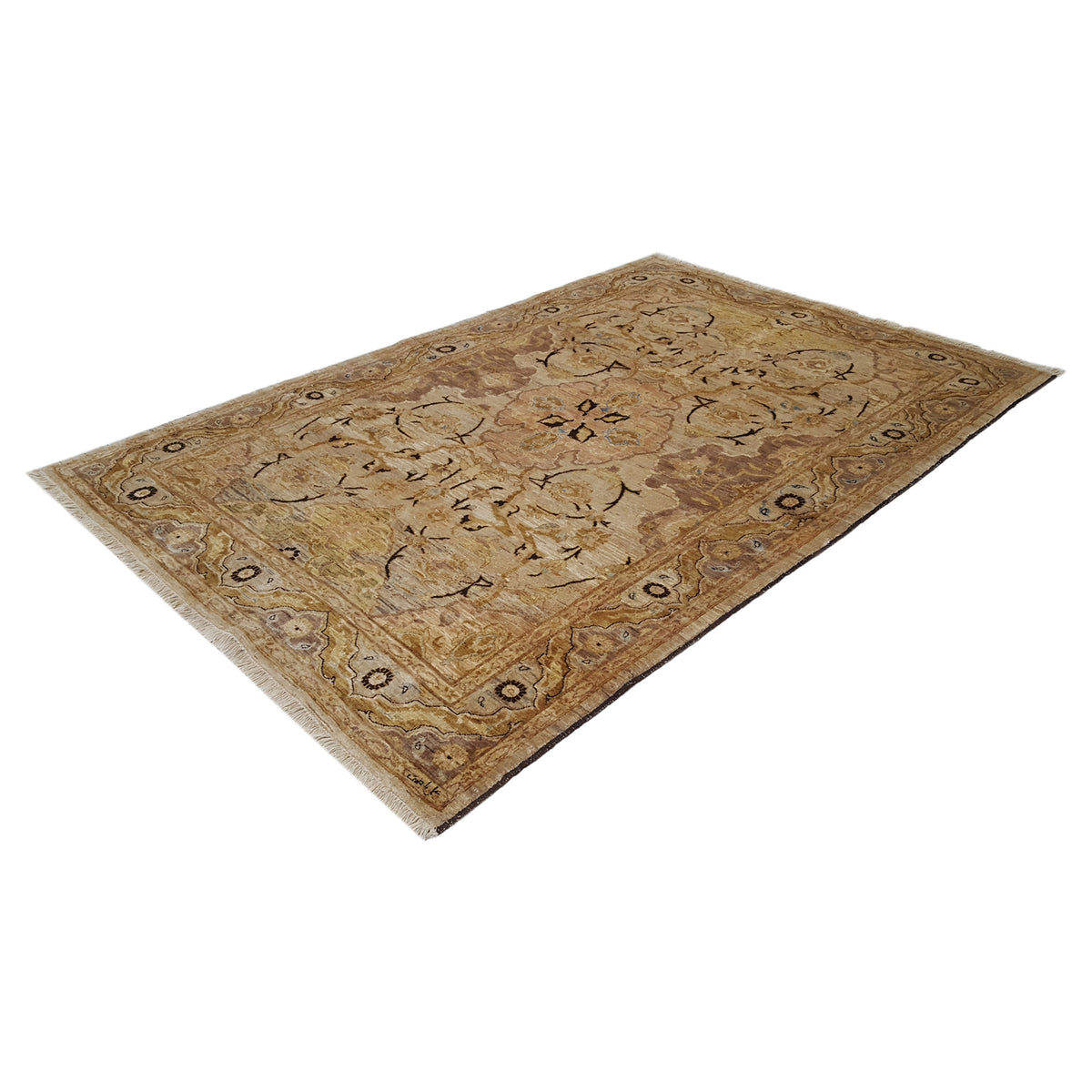 Pacific Ziegler 66913 Gold Beige Traditional Hand Knotted Rug