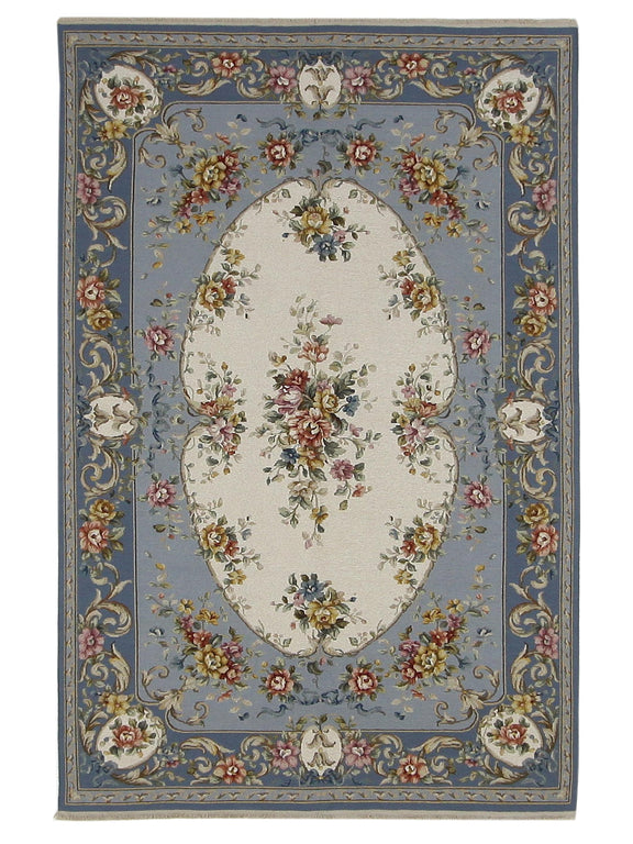 Pacific Summak 66916 Ivory Blue Transitional Hand Knotted Rug – Pacific ...