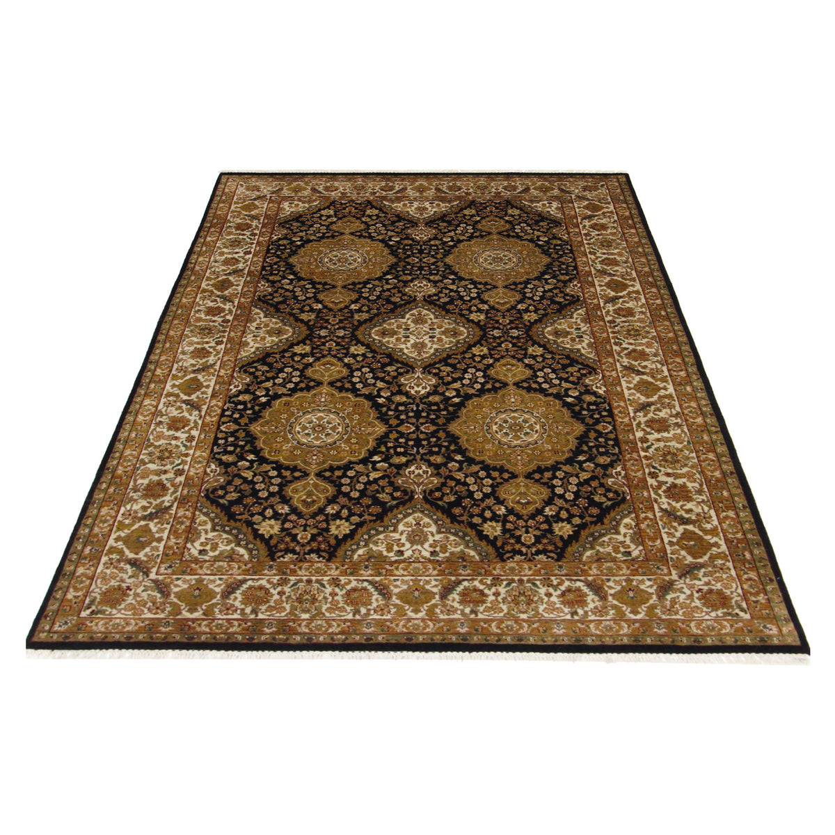 Pacific Jaipur 66917 Black Black Traditional Hand Knotted Rug